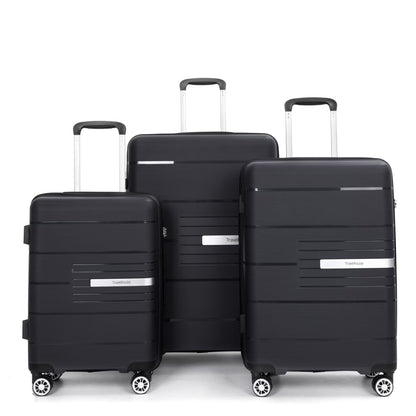 Lightweight PP Suitcase Sets with Spinner Wheels TSA Lock, Hardshell Luggage Sets for Travel Trips, 3-Piece Set (20in/24in/28in), Light Green
