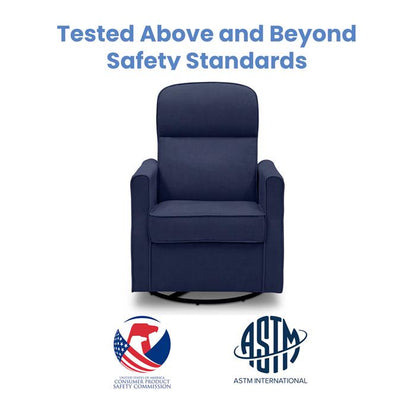 Delta Children Clair Slim Nursery Glider Swivel Rocker Chair. Navy