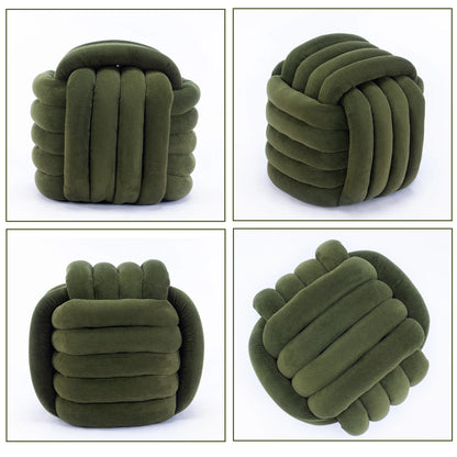 Modern Ottoman Footstool, Chenille Braided Foot Stool with Sponge Filling, Exquisite End Table Pouf Stool Soft Shoe Stool, Green