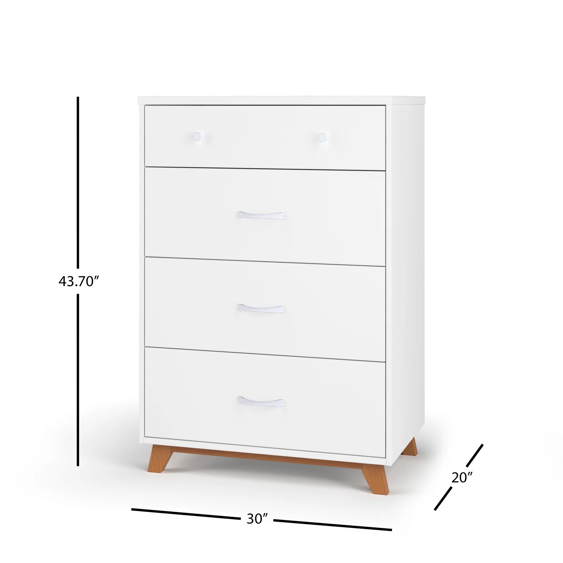 Child Craft Soho 42" Interlocking 4-Drawer Chest for Nursery or Bedroom, Tip-Resistant, Modern Style, White/Natural