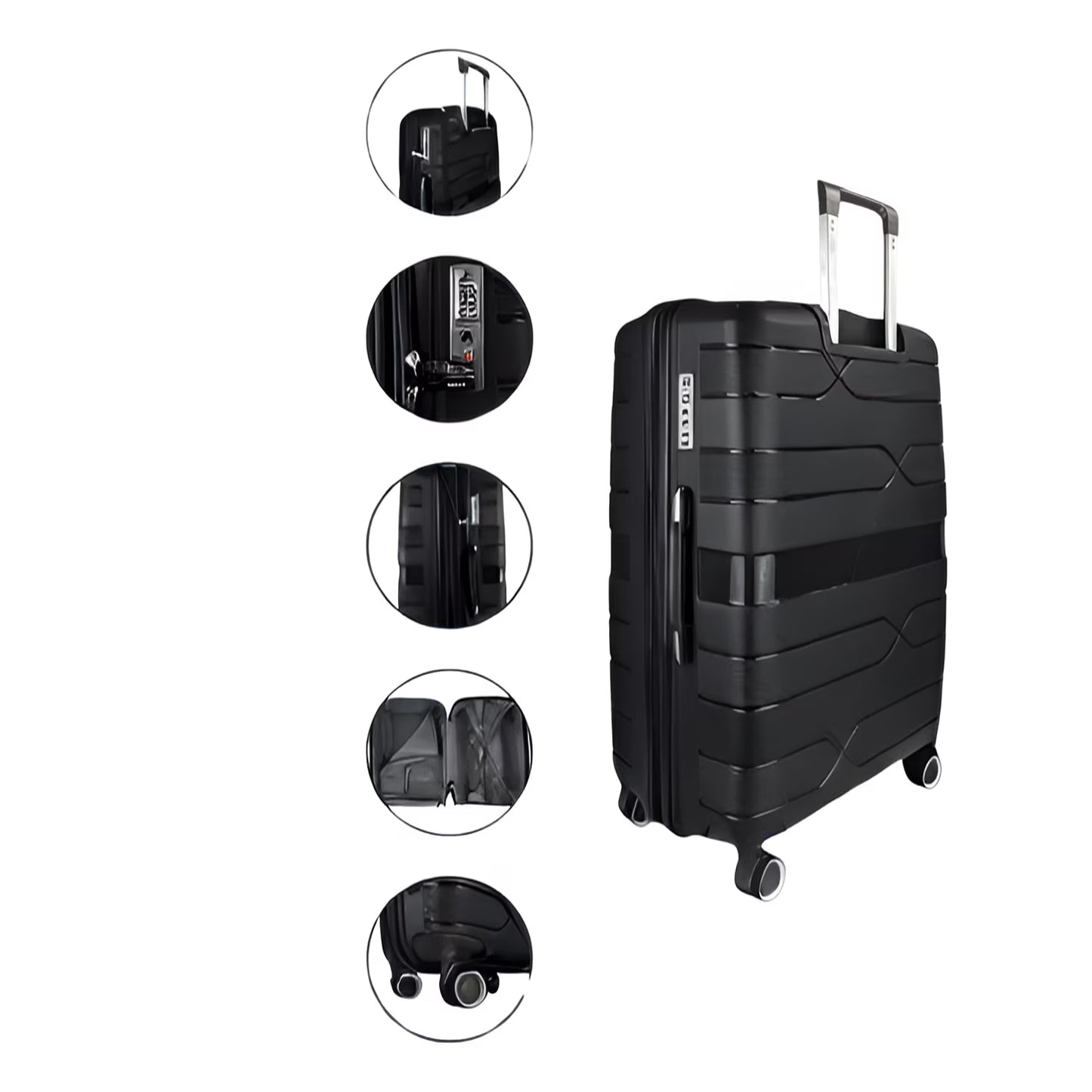 TRAVLR 100% PP Break Resistant Lightweight Expandable 28" Checkin Luggage Trolley, Dark Grey.