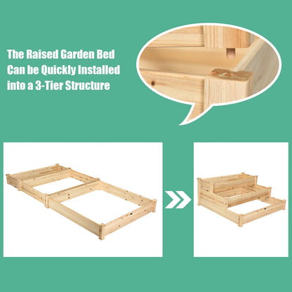 Costway 3 Tier Wooden Raised Garden Bed Planter Kit Outdoor Grow Flower Vegetables
