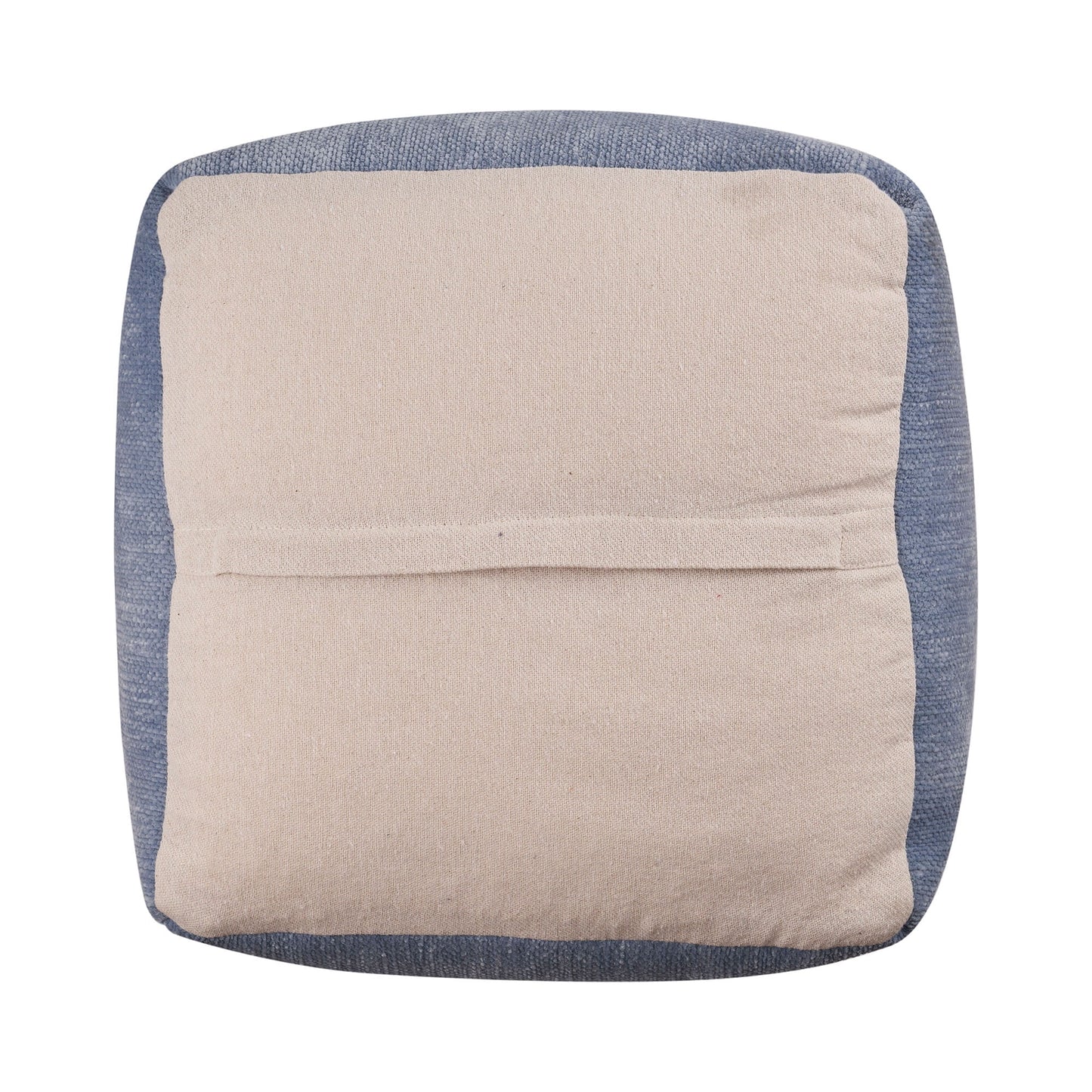 LR Home Medium Solid Indoor Cube Pouf, Blue Chenille, 18" x 18" x 18"