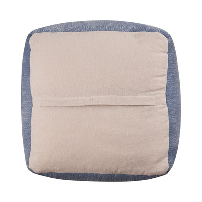 LR Home Medium Solid Indoor Cube Pouf, Blue Chenille, 18" x 18" x 18"