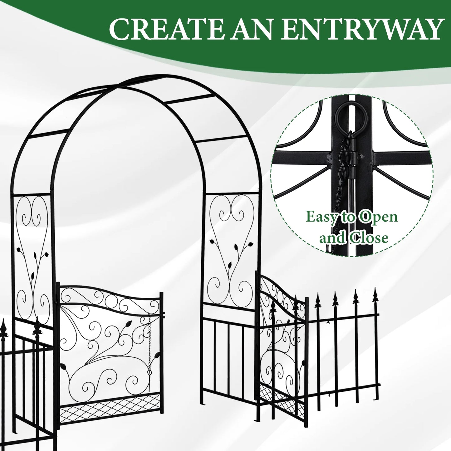 Ktaxon Garden Arch, Iron Arch for Climbing Plants, 7.2 FT Garden Arch With Seat Weather-Resistant, Black