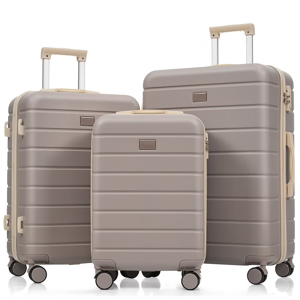 Premium ABS Travel Luggage Set , 3-Piece TSA Lock Suitcase Ensemble with 20, 24, and 28 Inch