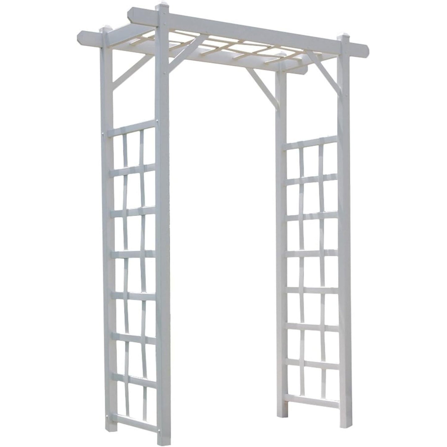 Dura-Trel PVC Garden Arbor, Arch Support for Climbing Plants, Elmwood, White, 57" x 85"
