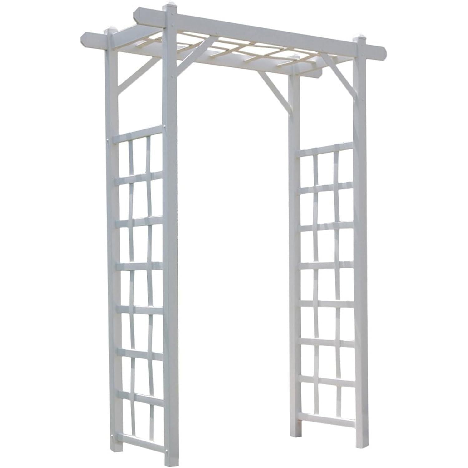 Dura-Trel PVC Garden Arbor, Arch Support for Climbing Plants, Elmwood, White, 57" x 85"