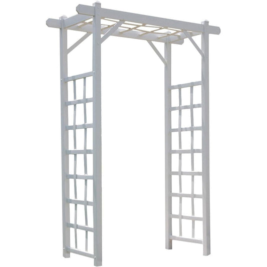 Dura-Trel PVC Garden Arbor, Arch Support for Climbing Plants, Elmwood, White, 57" x 85"