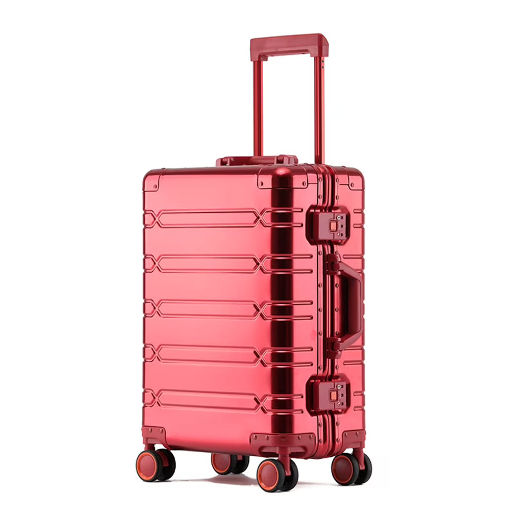 All Aluminum Magnesium Hardshell Carry on Luggage Airline Approved, Hardside Carry on Suitcase with TSA Lock, Zipperless Luggage Checked Metal Rolling Luggage for Travel, Business