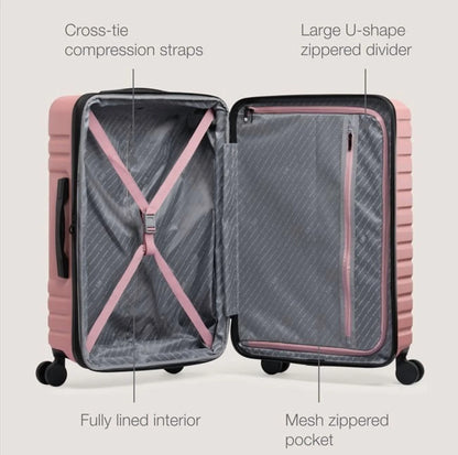U.S. Traveler Boren Hardside Rugged Spinner Luggage, Rose Pink, 26" Checked Medium