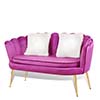 MoNiBloom Contemporary Velvet Loveseat Chair with Gold-Finished Metal Legs, 2-Seater Sofa with Two Pillows for Living Room, Bedroom, Home Office, Purple