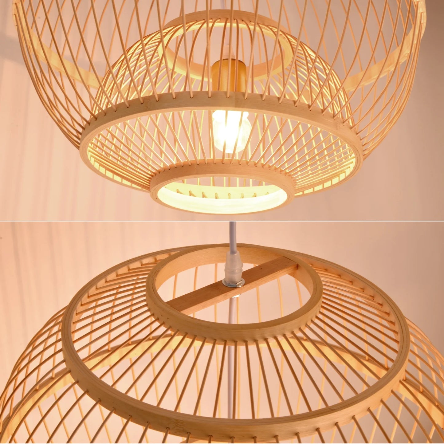 Arturesthome 1-Lights Bamboo Handmade Globe Hanging Light Lampshade Decor for Kitchen Island E26/27