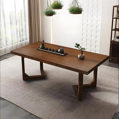 70 Inch Solid Wood Dining Table for 6-8 People, Modern Farmhouse Kitchen Table Rectangular Table for Dining Room, Home Office, Living Room