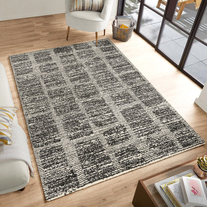 Foxwood Cozy Area Rug Collection, Alva Cream Charcoal