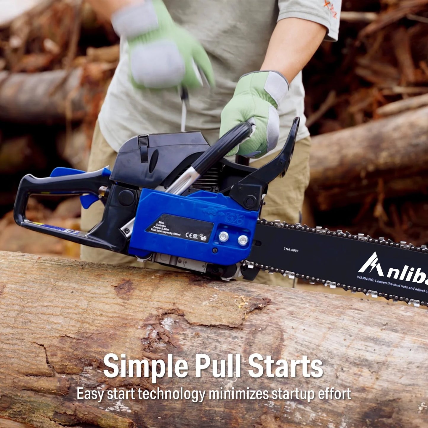 ANLIBATT Gas Chainsaw 18" 46cc 2.4HP 2-Cycle Gasonline Powered Handheld Cordless Chain Saw Petrol Automatic Oiler for Farm Garden Trees Wood Cutting