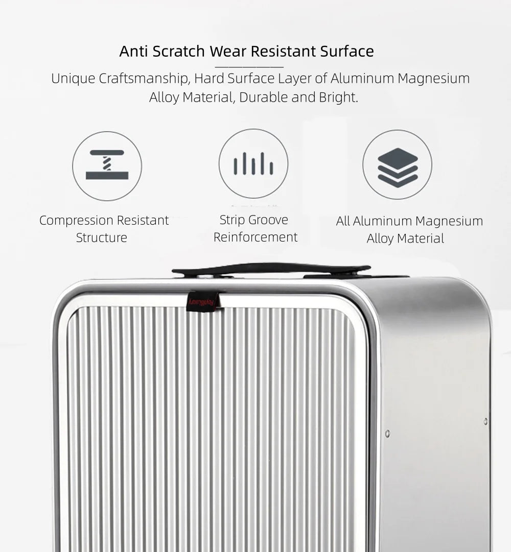 All Aluminum Magnesium Alloy Hardside Carry on Luggage Airline Approved, Zipperless Metal Hardshell Suitcases with Spinner Wheels, Checked Metal Rolling Luggage for Travel, Business