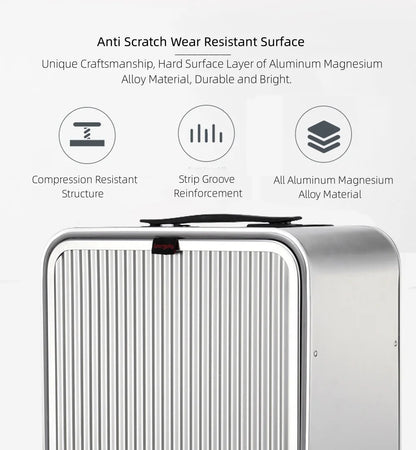 All Aluminum Magnesium Alloy Hardside Carry on Luggage Airline Approved, Zipperless Metal Hardshell Suitcases with Spinner Wheels, Checked Metal Rolling Luggage for Travel, Business