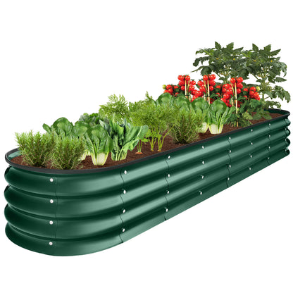 Best Choice Products 8x2x1ft Outdoor Metal Raised Oval Garden Bed, Planter Box for Vegetables, Flowers - Charcoal