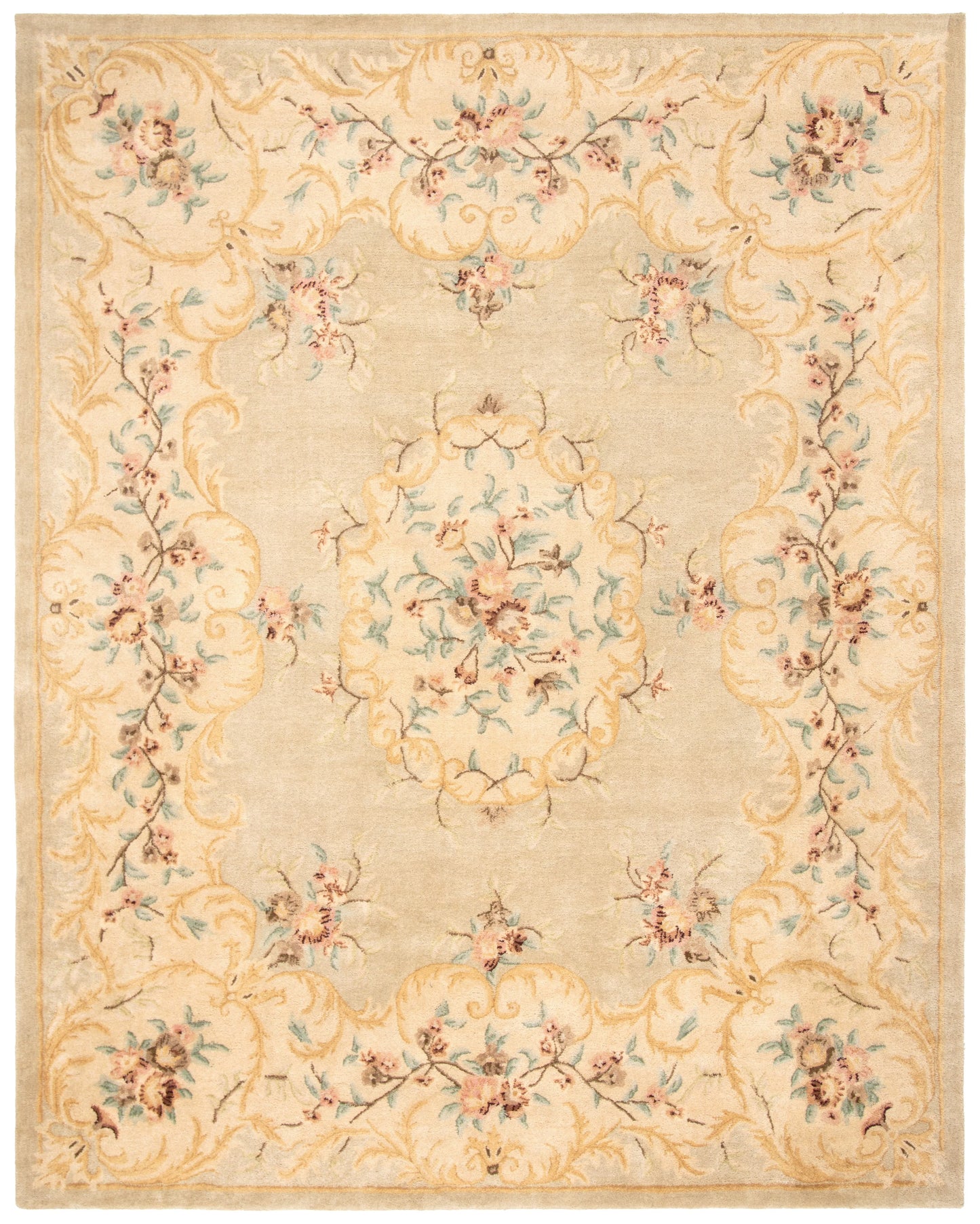 SAFAVIEH Bergama Drummond Oriental Wool Area Rug, Ivory/Light Blue, 6' x 6' Round