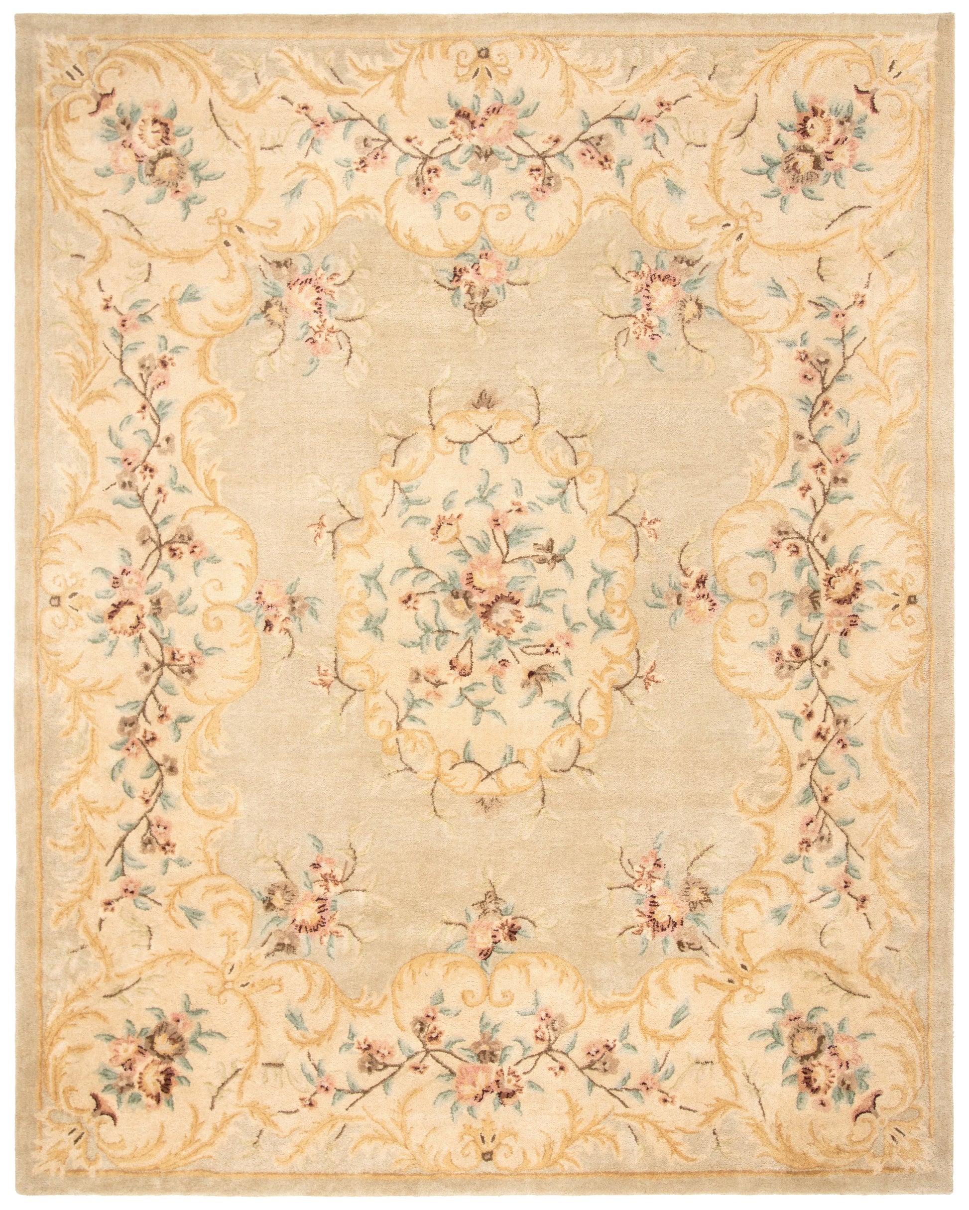 SAFAVIEH Bergama Drummond Oriental Wool Area Rug, Ivory/Light Blue, 6' x 6' Round