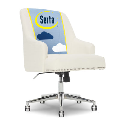 Serta Leighton Home Office Desk Chair Chrome Nailheads Twill Fabric Lilac Purple