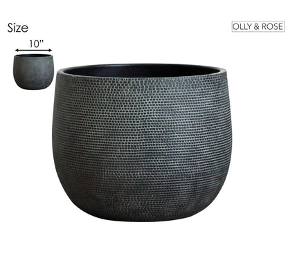 Barcelona Ceramic Plant Pot Large 10 inch - Black Flower Pots - Indoor & Outdoor Planters