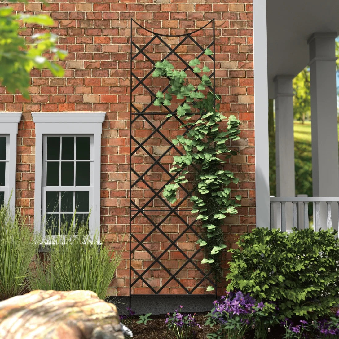 Panacea 89655 Giant Metal Trellis for Climbing Plants, Outdoor Garden Obelisk, Black, 108"H