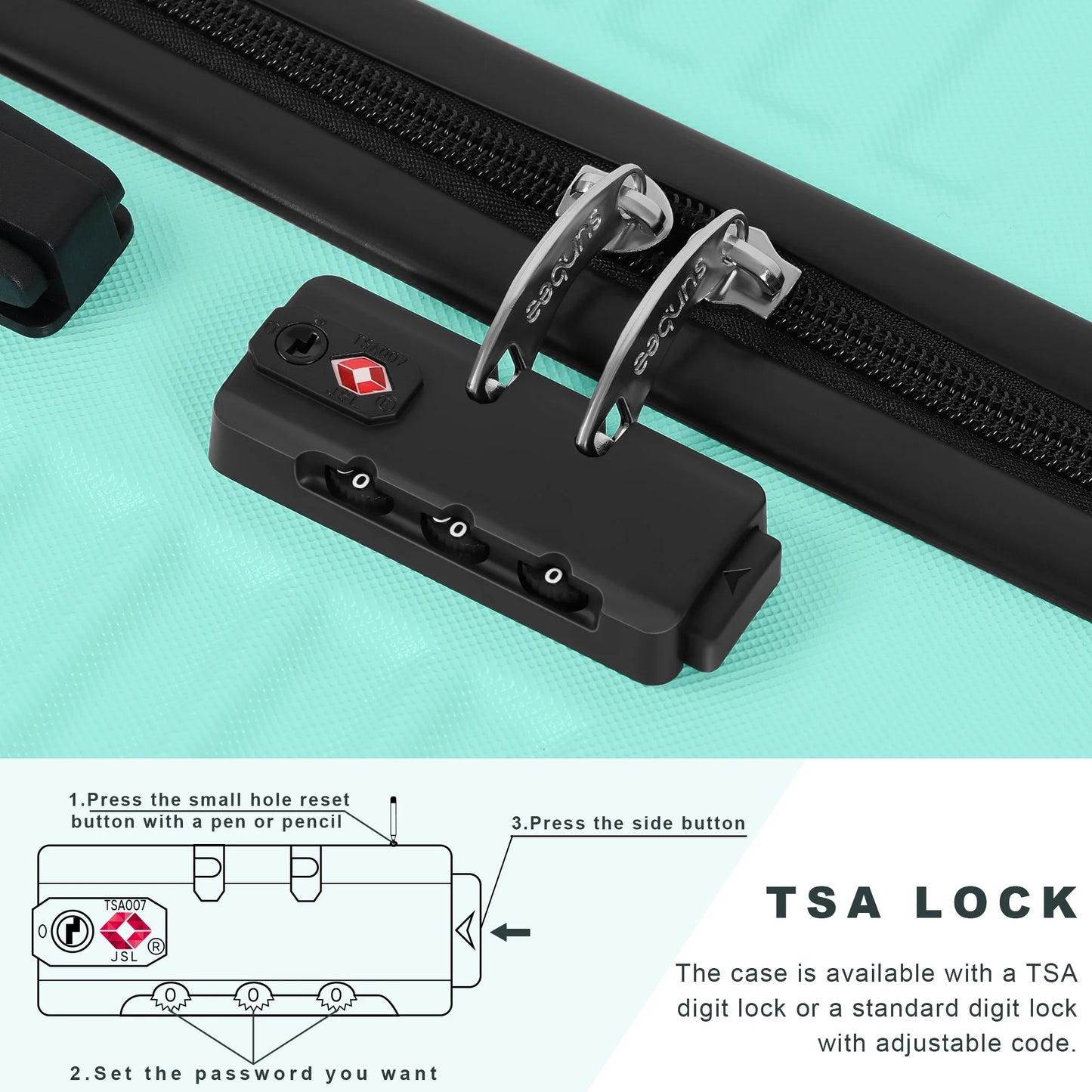 Sunbee Luggage Sets 3 Piece Hardshell Luggage Hardside Luggage Set Lightweight Suitcases with Spinner Wheels, TSA Lock