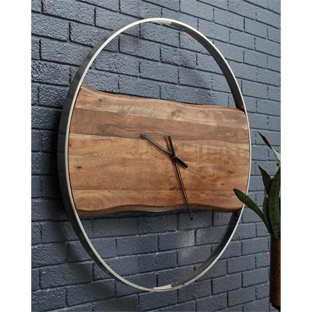Signature Design by Ashley Casual Panchali Wall Clock Brown/Silver Finish