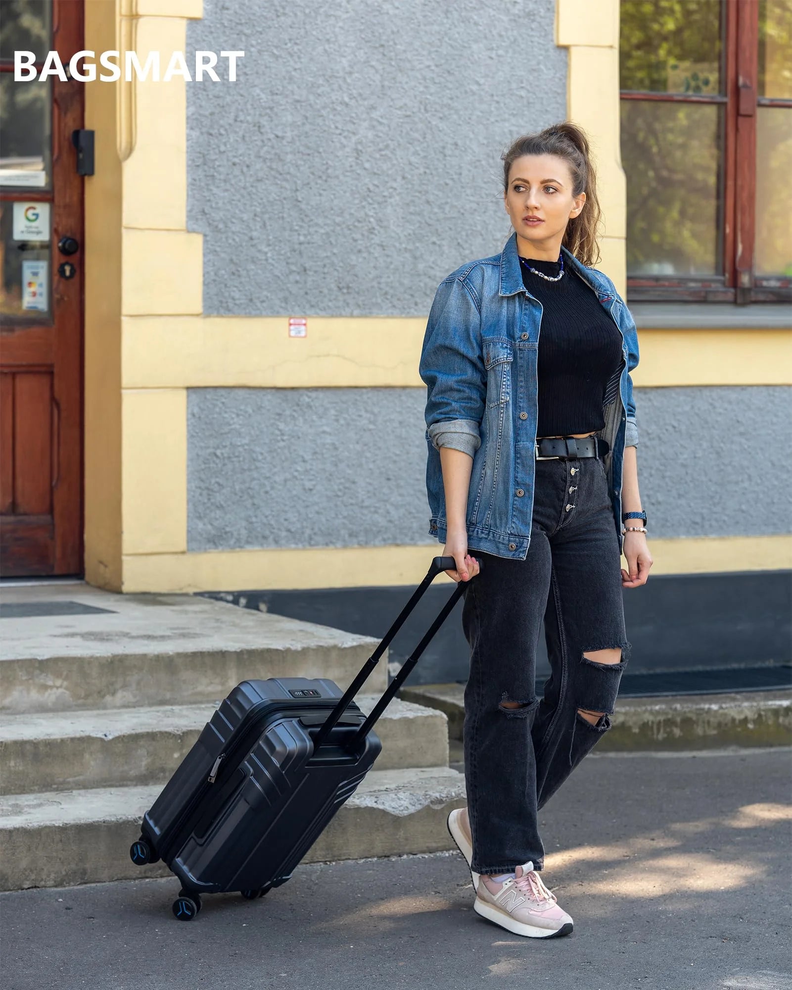 BAGSMART Expandable Carry On Luggage 22x14x9 Airline Approved, 1OO% PC Lightweight Hard Shell Suitcase, 20 Inch Travel Luggage with Spinner Wheels, Waterproof Rolling Suitcase, Sliver Gray