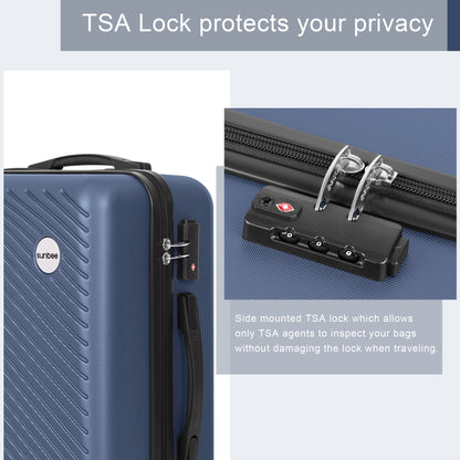 Sunbee 3 Piece Luggage Sets Hard Shell Suitcase Set with TSA Lock Durable Spinner Wheels