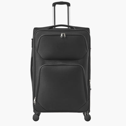 KFFKFF Expandable 28-Inch Softside Luggage with Spinner Wheels, Lightweight Checked Suitcase Featuring TSA Lock and Extra Zippered Pocket, Black