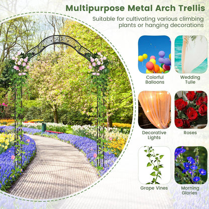 Topbuy Garden Arch Arbor Trellis, 2 Half Arches 99° Tall Metal Arbour Archway for Climbing Plants Roses Vines