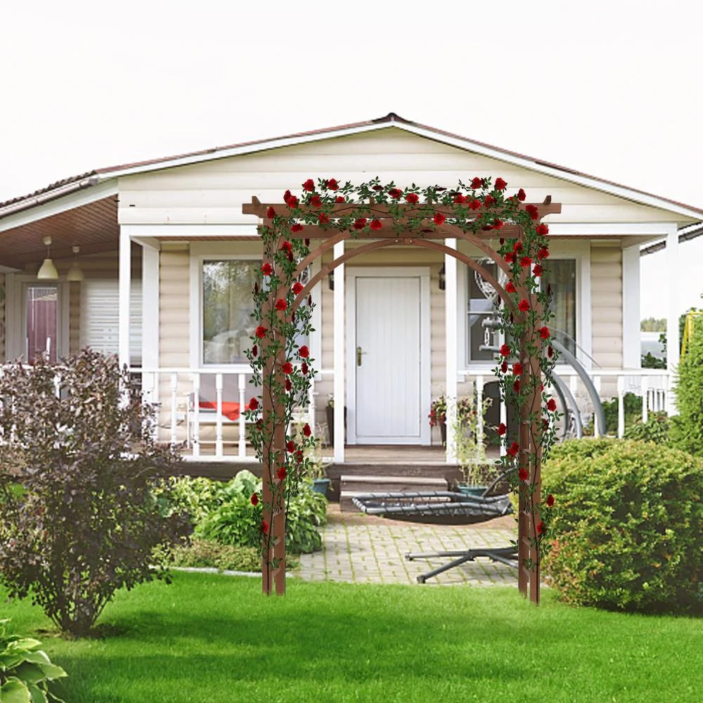 EasingRoom Outdoor Wooden Garden Arbor for Climbing Plants - Dark Brown