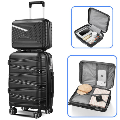 ARCTICSCORPION 4 Piece Hard-Shell Luggage Sets(14/20/24/28 inch), Lightweight PP Suitcase with TSA Lock and 360° Spinner Wheels for Travel Men Women, Black