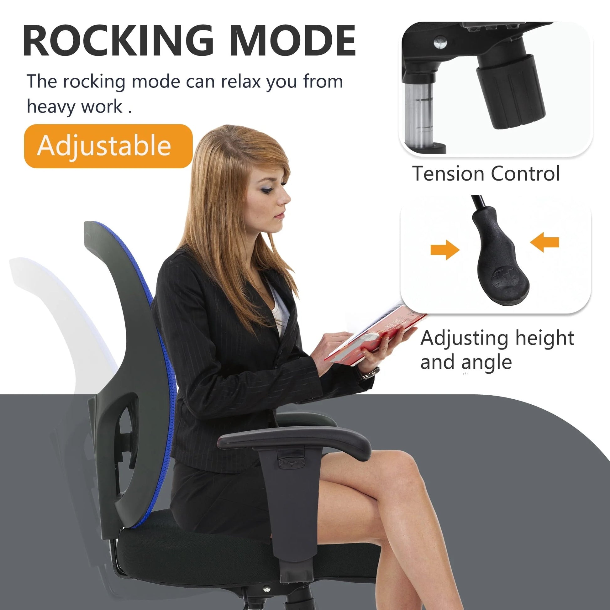 PayLessHere Ergonomic Desk Chair Office Chair Computer Chair 400lbs with Lumbar Support Wide Seat Adjust Arms Rolling Swivel High Back Task Executive Big and Tall Office Chair for Home Office,Blue