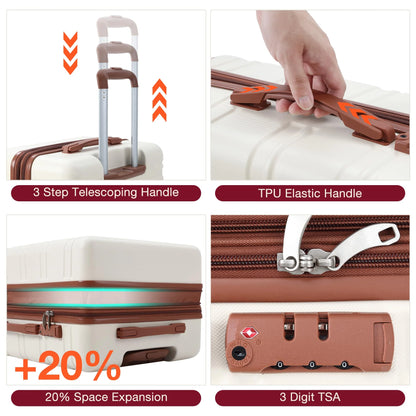 TROPOW Luggage Setss,Suitcases with Wheels,Luggage Expandable Suitcase 3 Piece Sets, Luggage Sets of 3 Piece Suitcase with Spinner Wheels, Hardshell Luggage 3 Piece Sets(20"/24"/28")