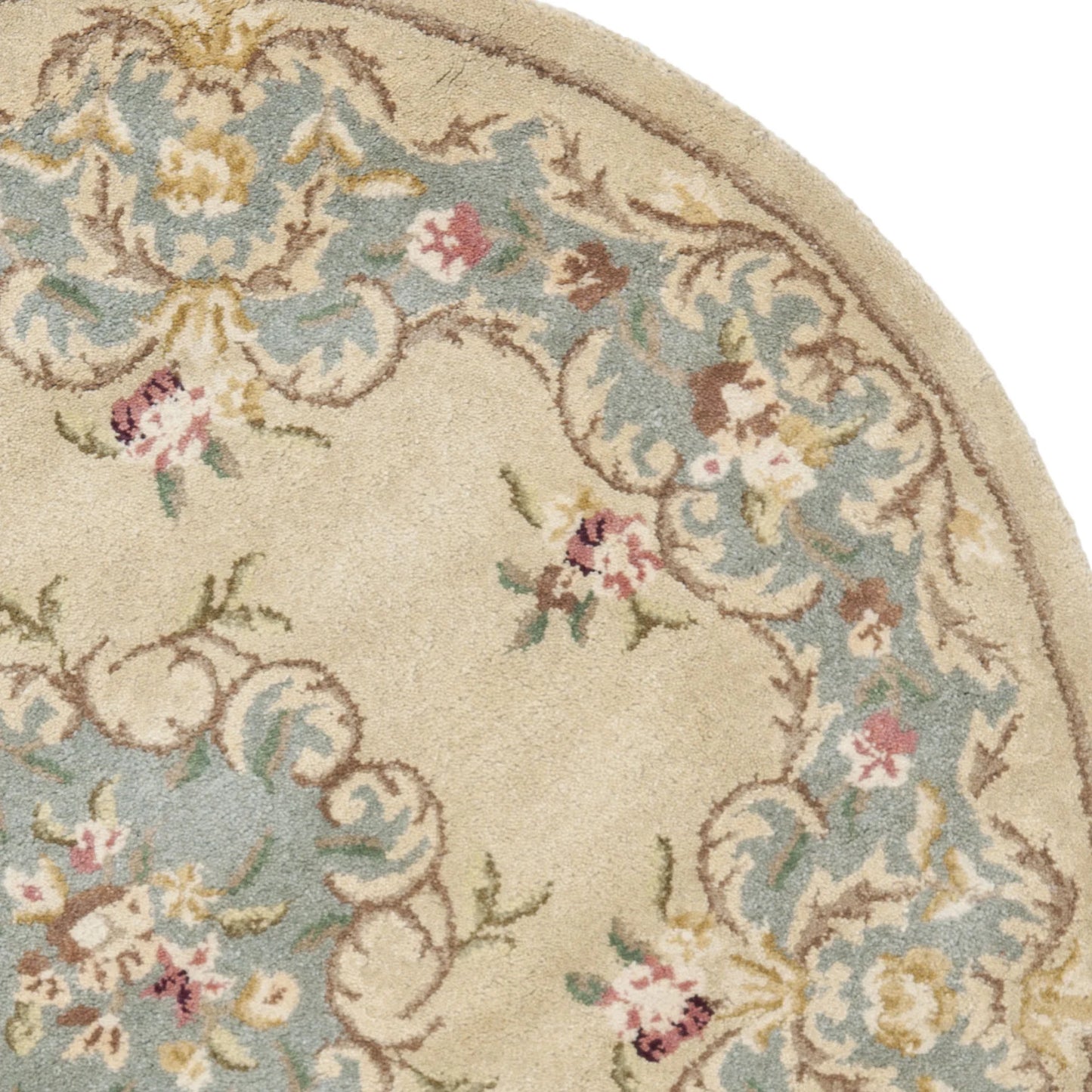 SAFAVIEH Bergama Drummond Oriental Wool Area Rug, Ivory/Light Blue, 6' x 6' Round