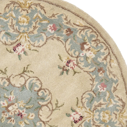 SAFAVIEH Bergama Drummond Oriental Wool Area Rug, Ivory/Light Blue, 6' x 6' Round