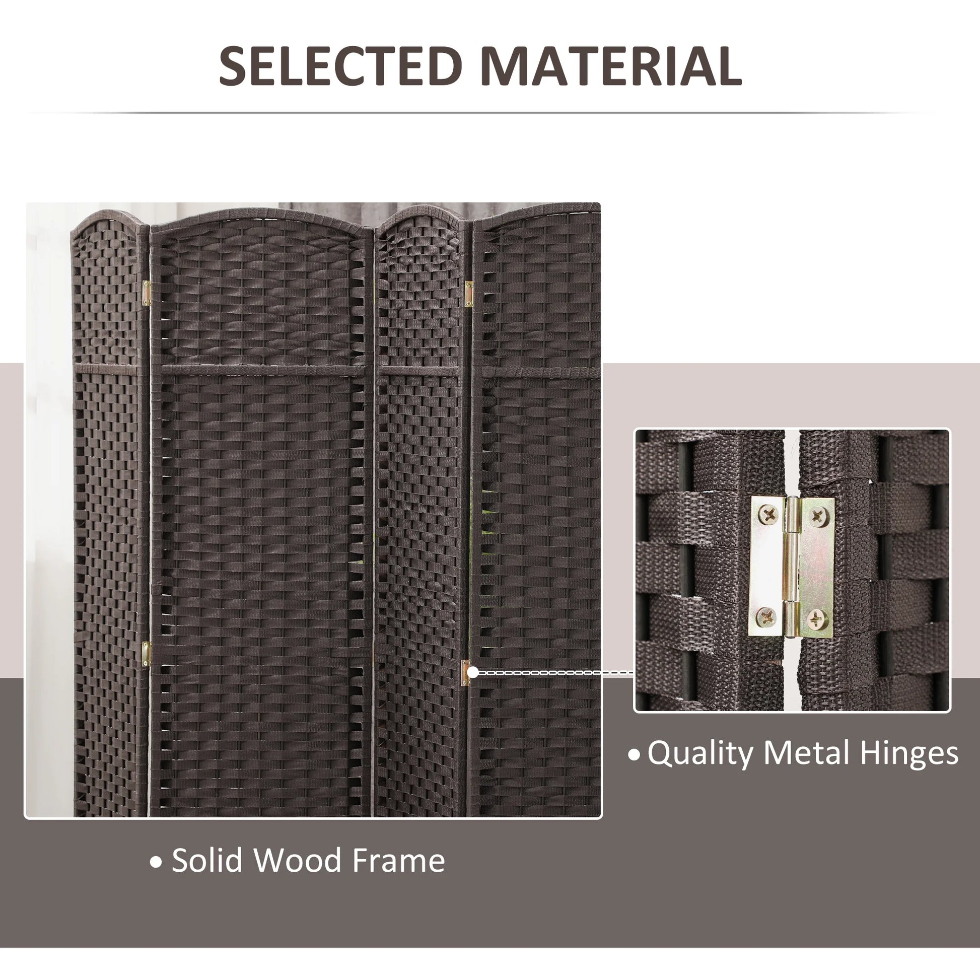 HOMCOM 6 Panel Room Divider Freestanding Folding Privacy Screen Brown