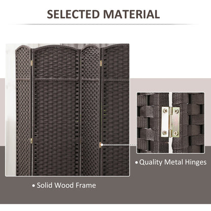 HOMCOM 6 Panel Room Divider Freestanding Folding Privacy Screen Brown