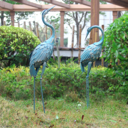 35-40 Inch Standing Garden Crane Statues for Outdoor Set of 2 Metal Birds Garden Sculptures Yard Art for Home Backyard Patio Lawn Decoration