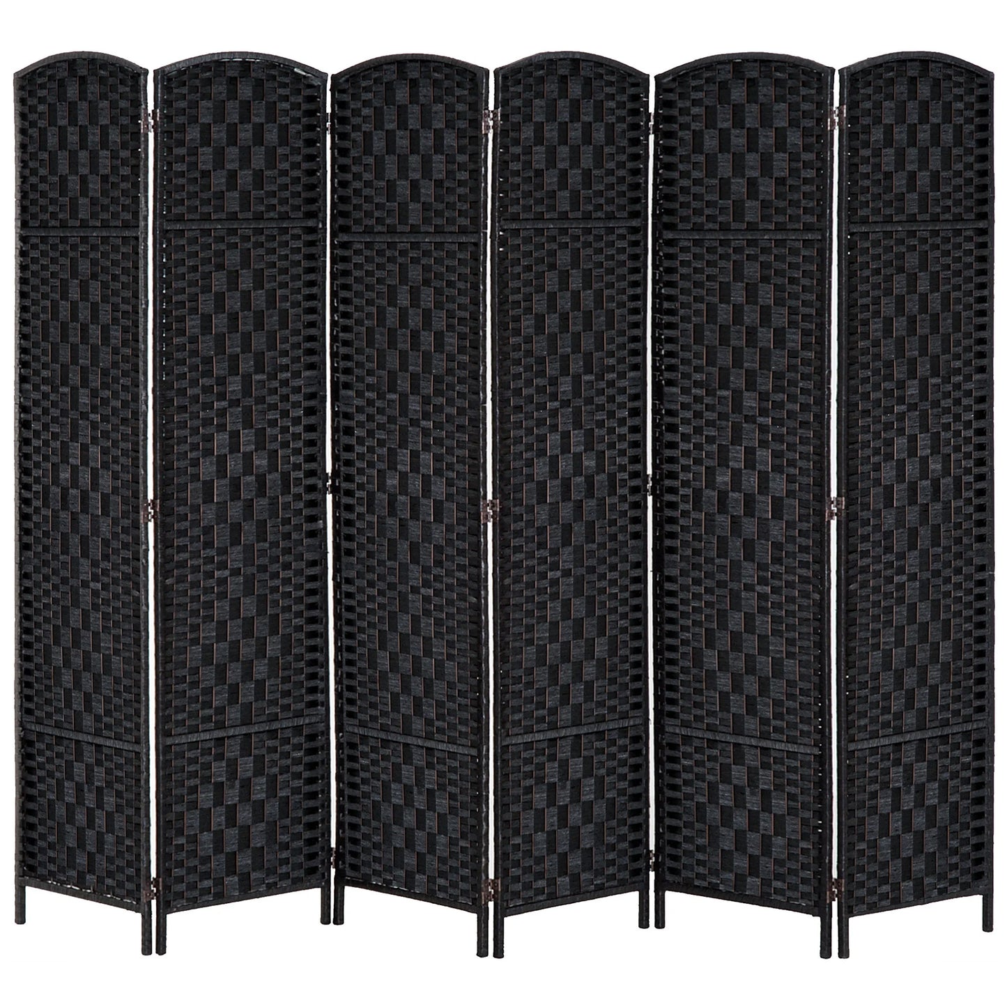 HOMCOM 6' Tall Wicker Weave 6 Panel Room Divider Privacy Screen - Black