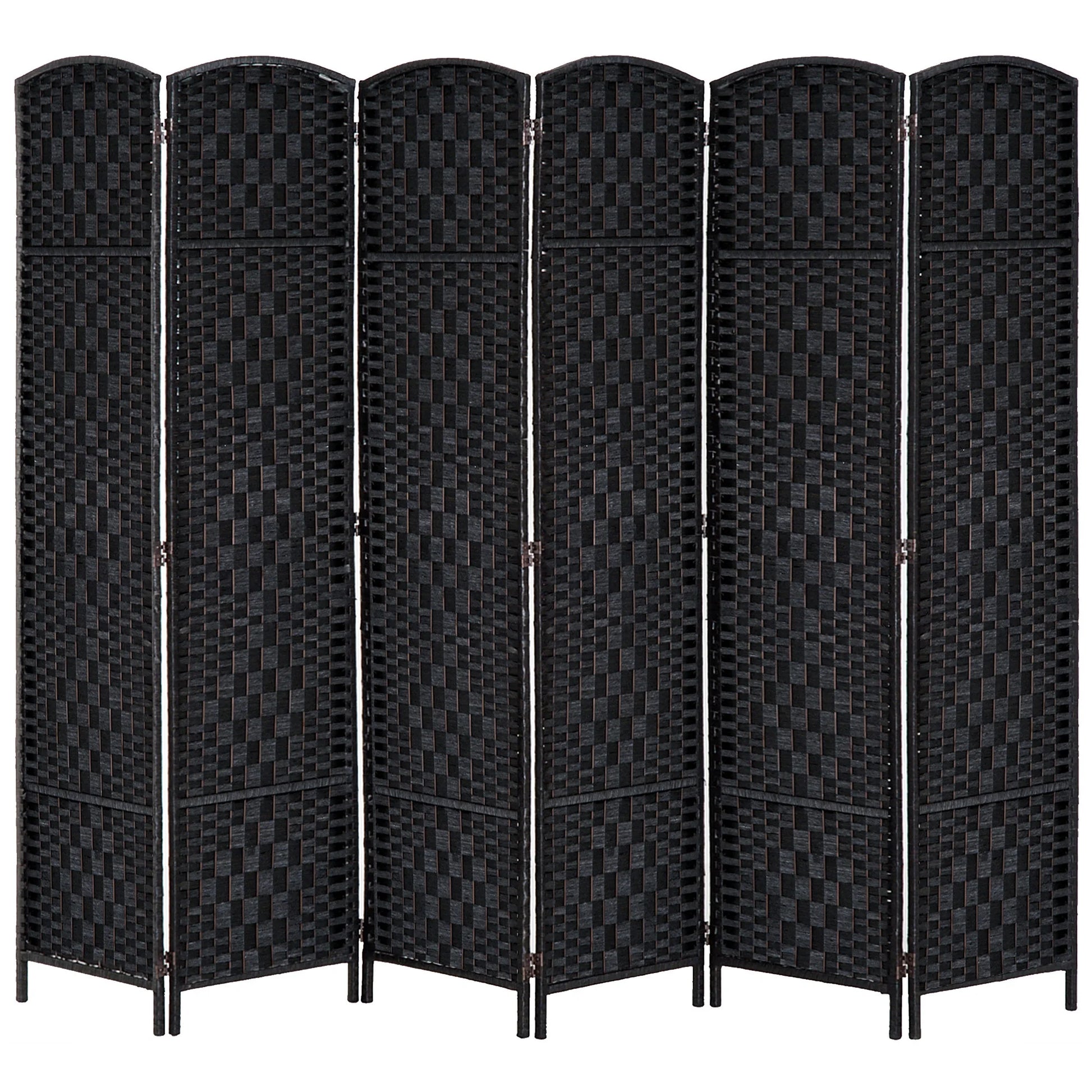 HOMCOM 6' Tall Wicker Weave 6 Panel Room Divider Privacy Screen - Black
