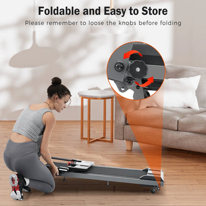 EUROCO 2.5HP Folding Treadmill with 7.5mph Speed, 265LBS Walking Exercise Treadmill with LED Display, 3-Level Incline and 12 Preset Program for Home Office