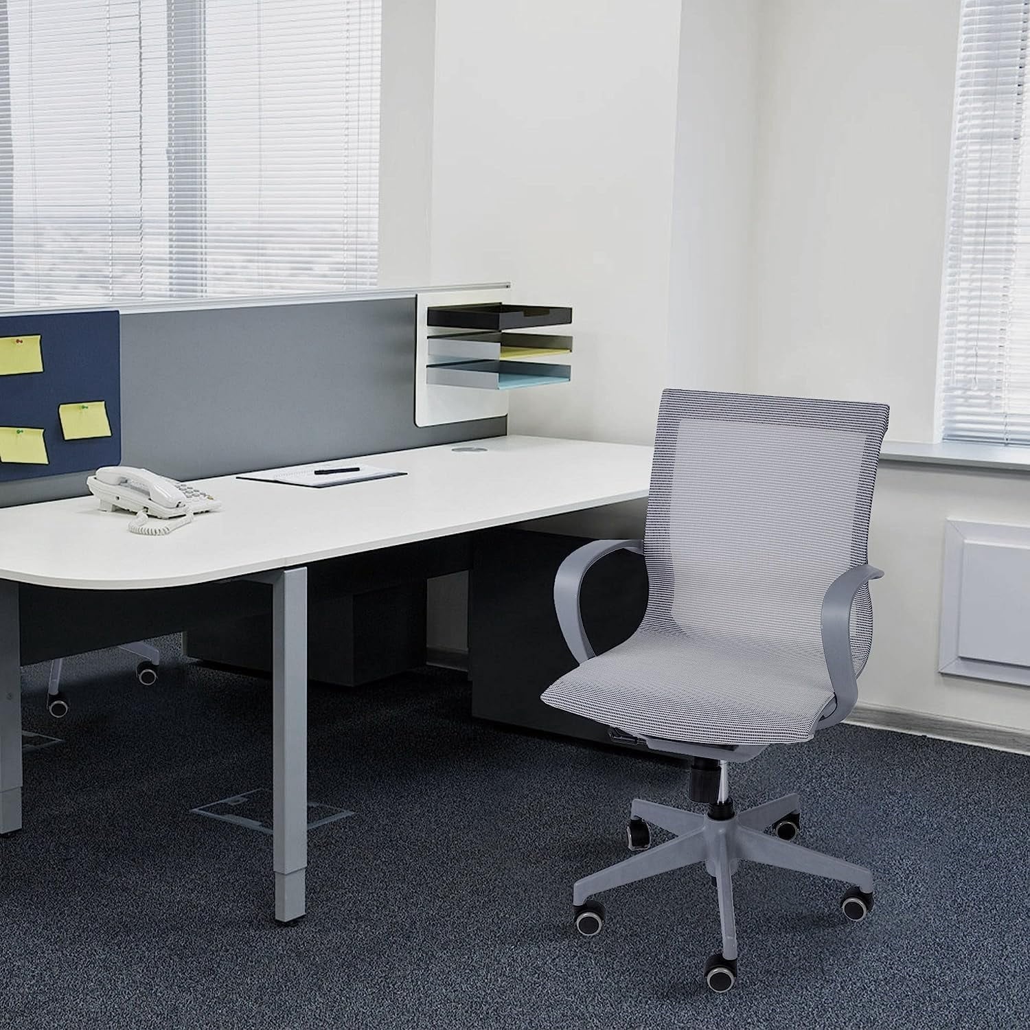 Ergonomic Office Chair Mesh Desk Chair Mid Back Computer Chair with Lumbar Support, Armrest, Swivel Wheels Height and Back Adjustable Modern Task Chair for Home Office, Conference, Gray