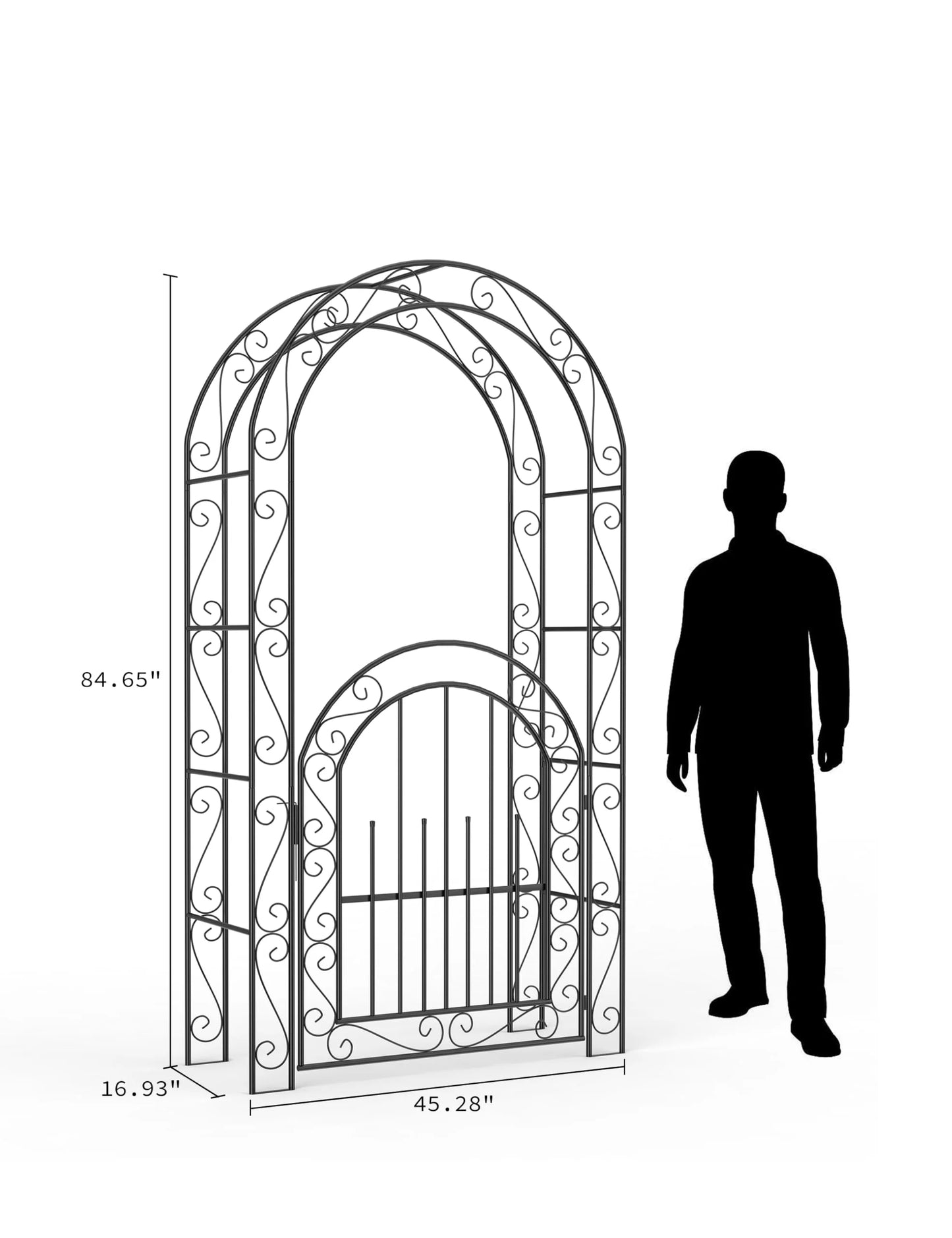 Accreate Easy Assemble 8FT Tall Garden Arch - No Tools Needed Steel Arbor with Gate, Includes Ground Stakes | Rust-Resistant Trellis for Wedding Backdrops & Climbing Plants