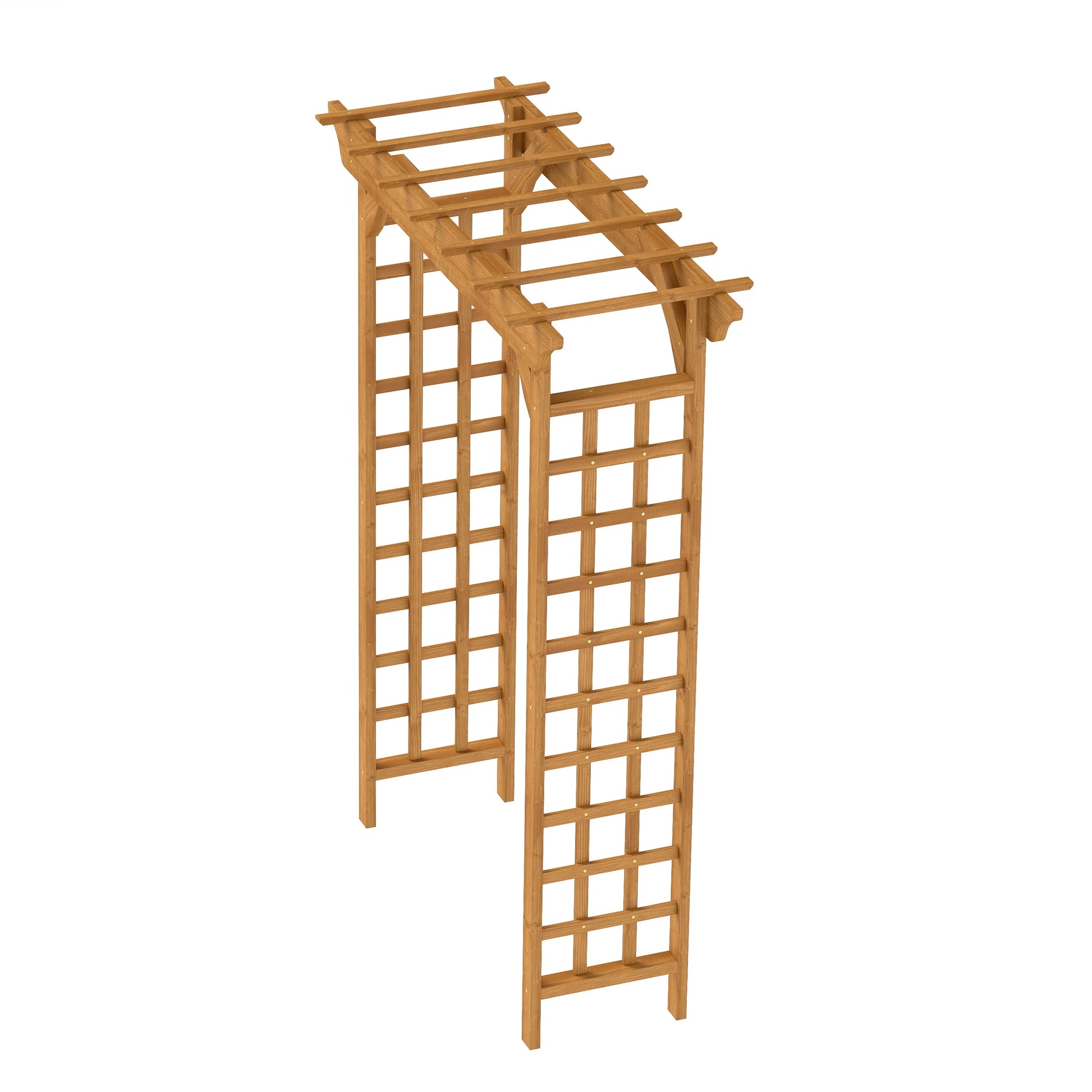 CAMSCH 85'' Premium Outdoor Wooden Arbor Arch with Trellis, Straight top, Pergola Arch for Climbing Plants, Wood Garden Yard Lattice, Wedding Arch for Ceremony, 63''(L) x 26''(W) x 85''(H)