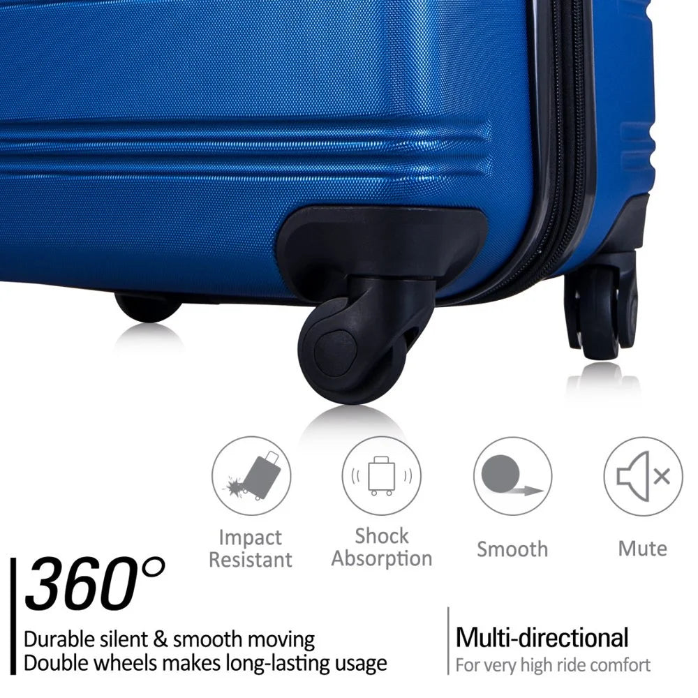 Tcbosik Luggage Sets, 3 Piece Set Hardside Suitcases with Spinner Wheels, 20/24/28 Travel Luggage Lightweight, Dark Blue